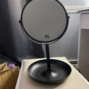 Black Vanity Mirror with Tray